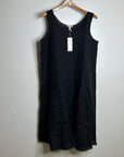 Eileen Fisher Black 100% Handkerchief Linen Tank Midi Dress