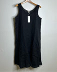 Eileen Fisher Black 100% Handkerchief Linen Tank Midi Dress