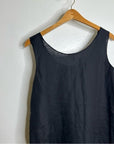Eileen Fisher Black 100% Handkerchief Linen Tank Midi Dress
