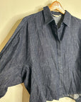 AG 100% Cotton Dark Wash Boxy Oversized Cropped Long Sleeve Denim Top