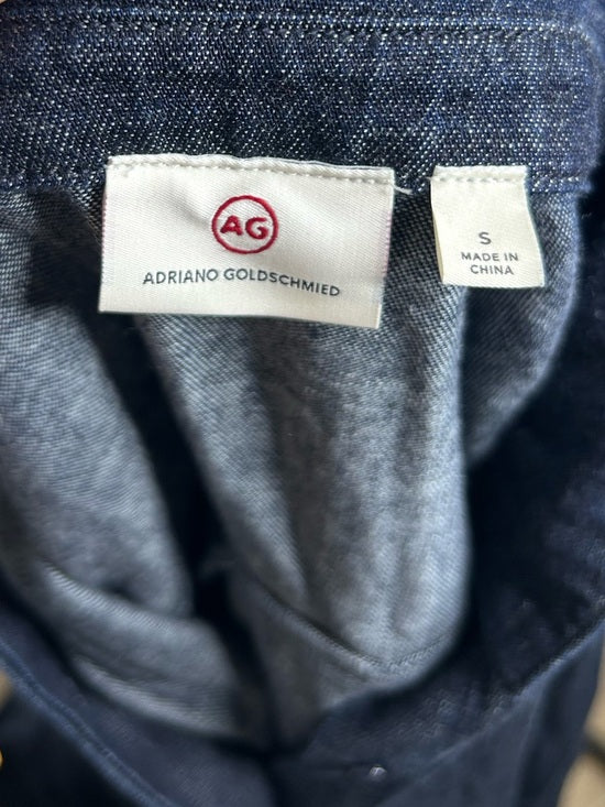 AG 100% Cotton Dark Wash Boxy Oversized Cropped Long Sleeve Denim Top