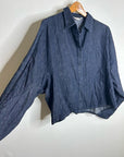 AG 100% Cotton Dark Wash Boxy Oversized Cropped Long Sleeve Denim Top