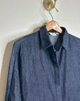 AG 100% Cotton Dark Wash Boxy Oversized Cropped Long Sleeve Denim Top
