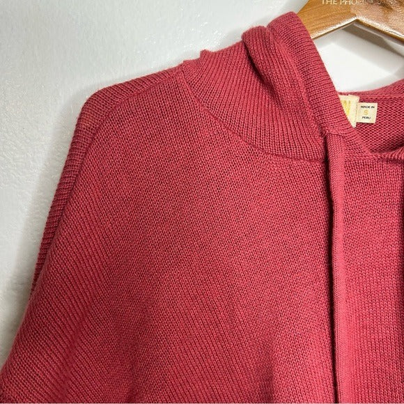 Nation LTD Alpaca Cotton Distressed Hooded Knit Sweater