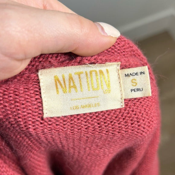 Nation LTD Alpaca Cotton Distressed Hooded Knit Sweater