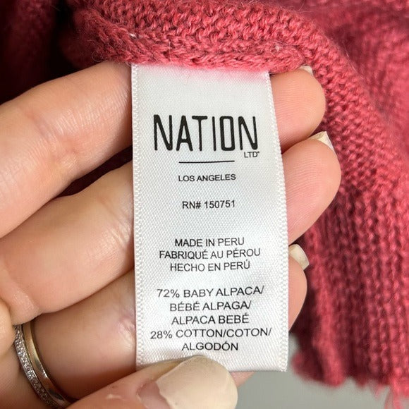 Nation LTD Alpaca Cotton Distressed Hooded Knit Sweater
