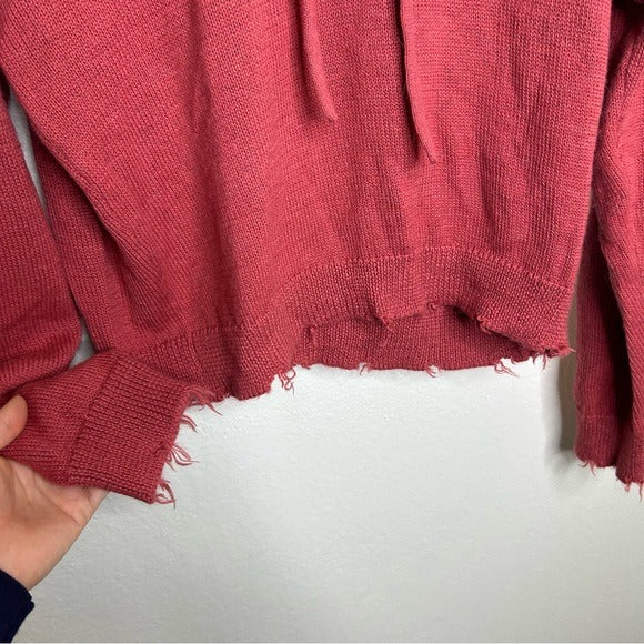 Nation LTD Alpaca Cotton Distressed Hooded Knit Sweater