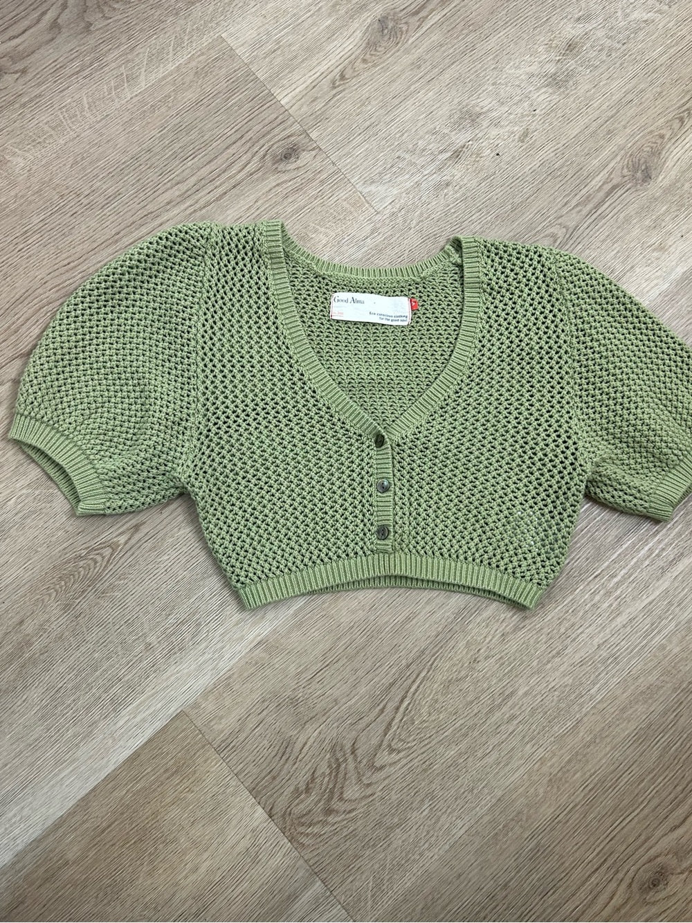 Good Alma 100% Cotton Knit Short Sleeve Button Down Cardigan Sweater Top