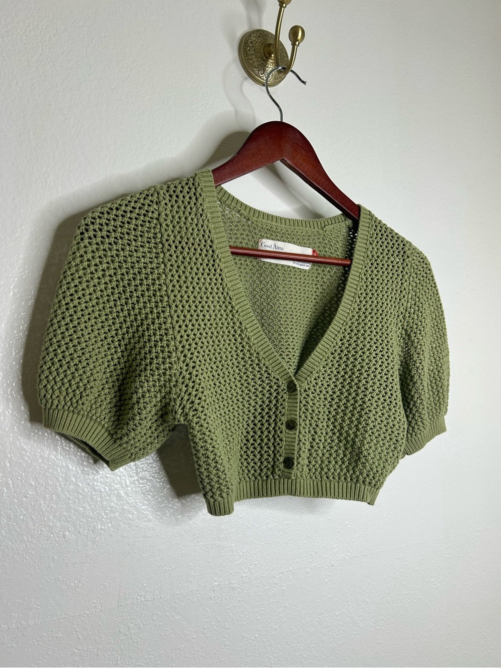 Good Alma 100% Cotton Knit Short Sleeve Button Down Cardigan Sweater Top
