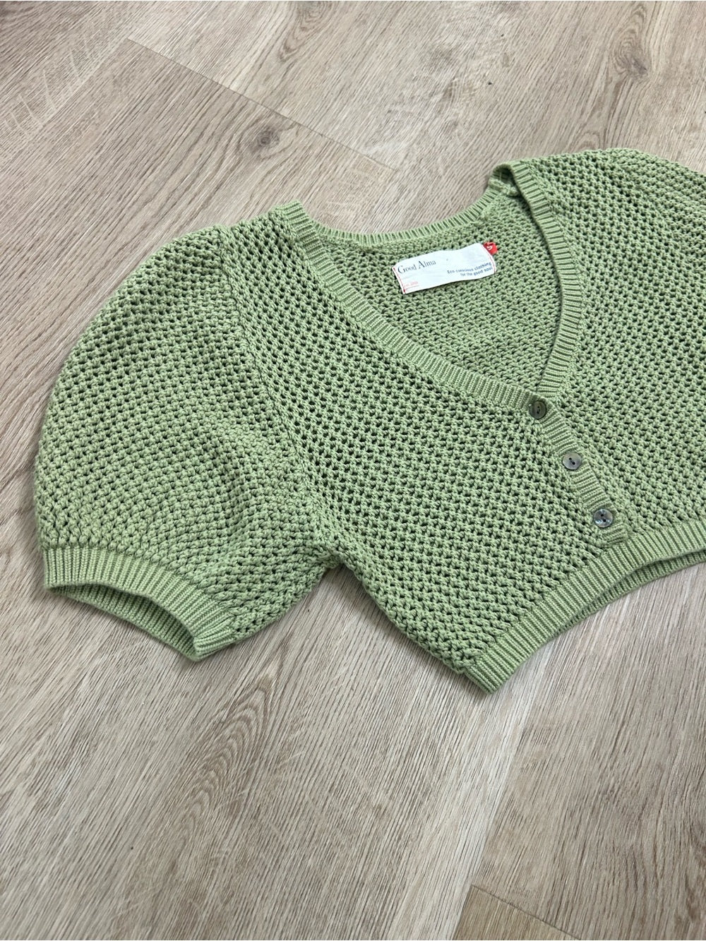 Good Alma 100% Cotton Knit Short Sleeve Button Down Cardigan Sweater Top