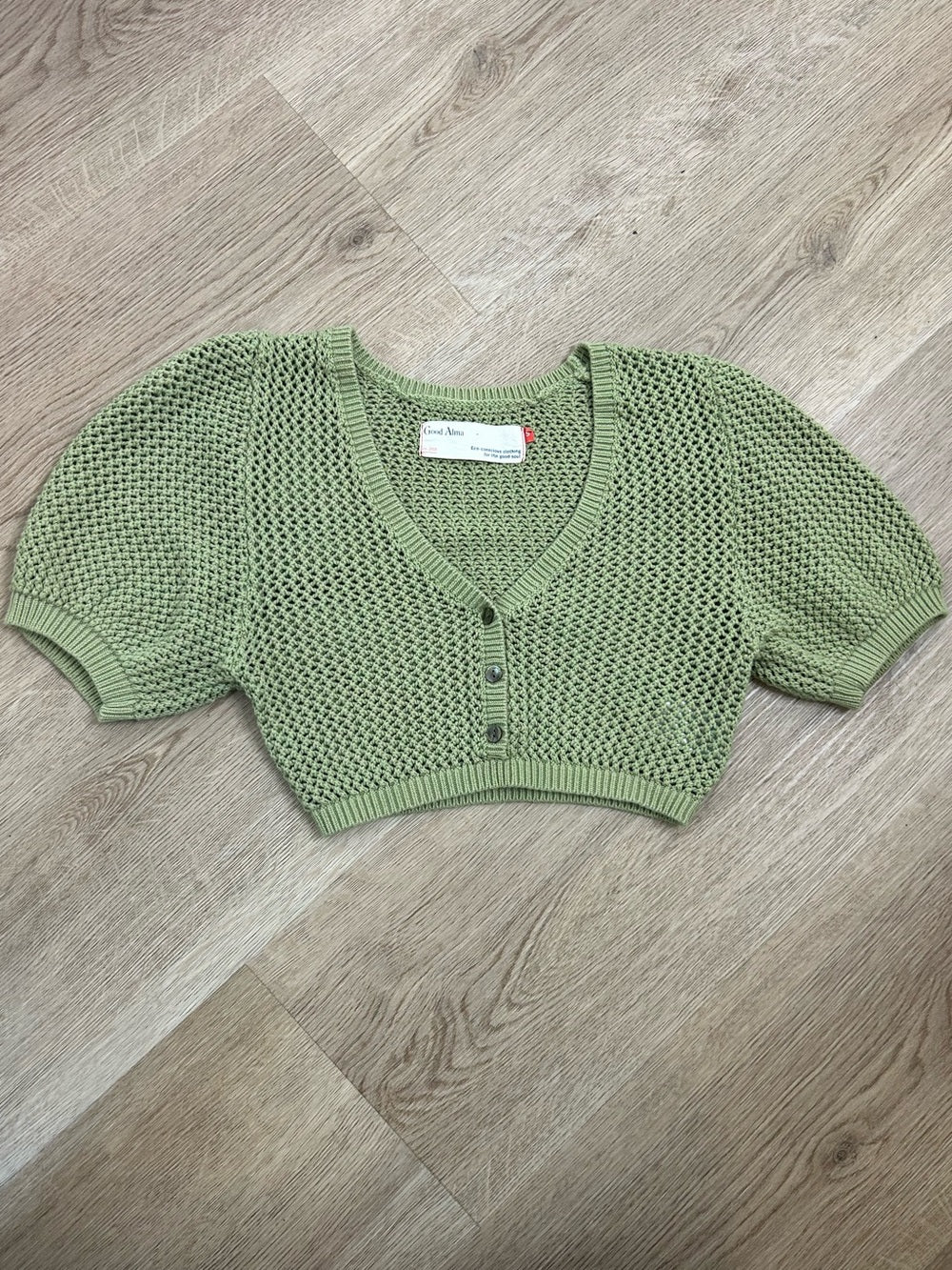 Good Alma 100% Cotton Knit Short Sleeve Button Down Cardigan Sweater Top