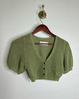 Good Alma 100% Cotton Knit Short Sleeve Button Down Cardigan Sweater Top