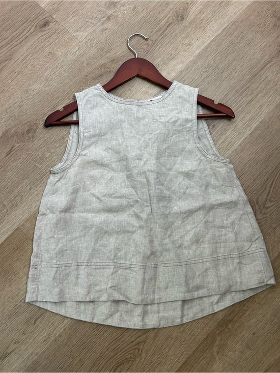 Madewell 100% Linen Neutral Tan Shell Top Contrast Stitching