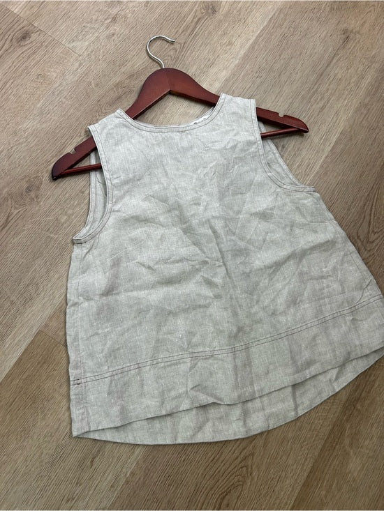 Madewell 100% Linen Neutral Tan Shell Top Contrast Stitching