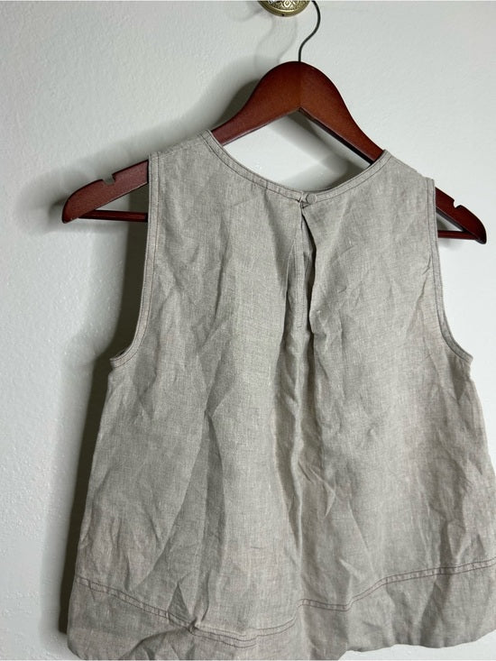 Madewell 100% Linen Neutral Tan Shell Top Contrast Stitching