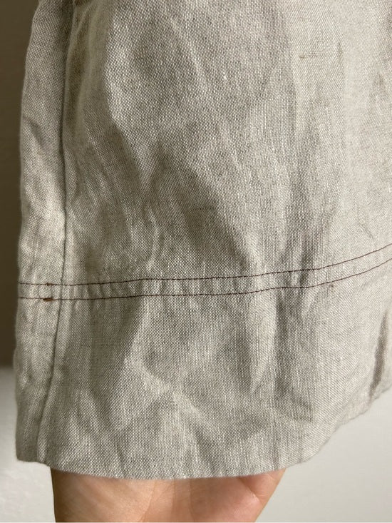 Madewell 100% Linen Neutral Tan Shell Top Contrast Stitching