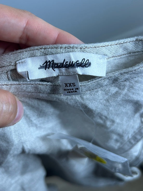 Madewell 100% Linen Neutral Tan Shell Top Contrast Stitching