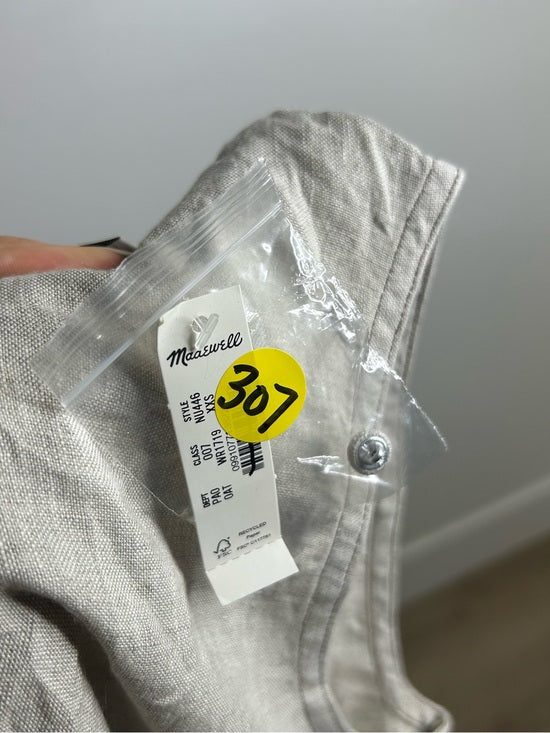 Madewell 100% Linen Neutral Tan Shell Top Contrast Stitching