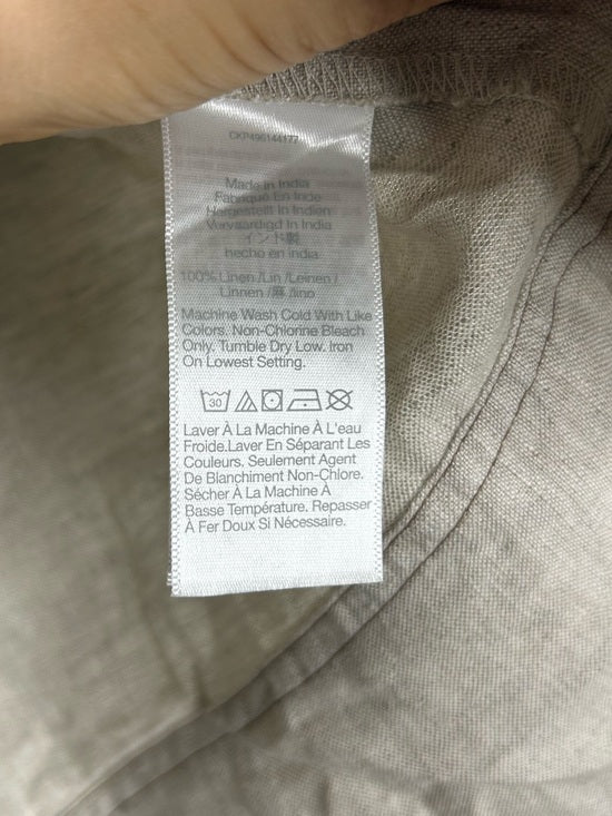 Madewell 100% Linen Neutral Tan Shell Top Contrast Stitching