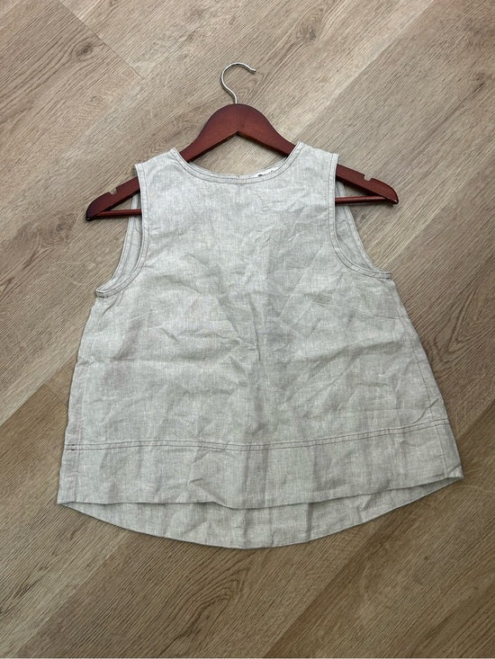 Madewell 100% Linen Neutral Tan Shell Top Contrast Stitching