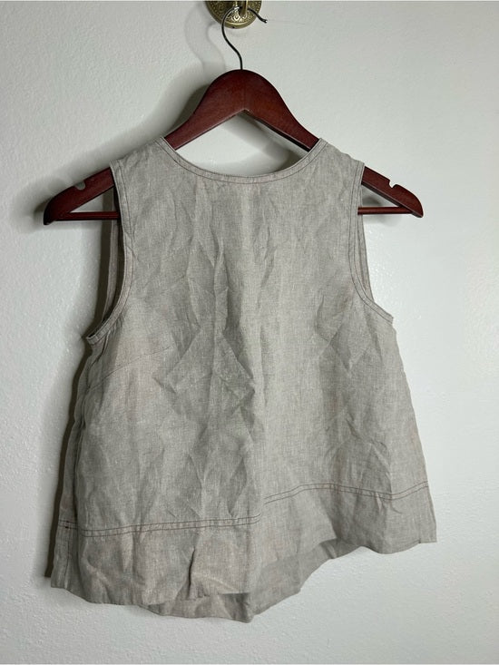 Madewell 100% Linen Neutral Tan Shell Top Contrast Stitching