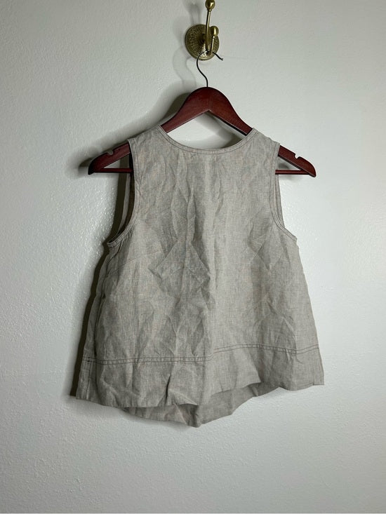 Madewell 100% Linen Neutral Tan Shell Top Contrast Stitching