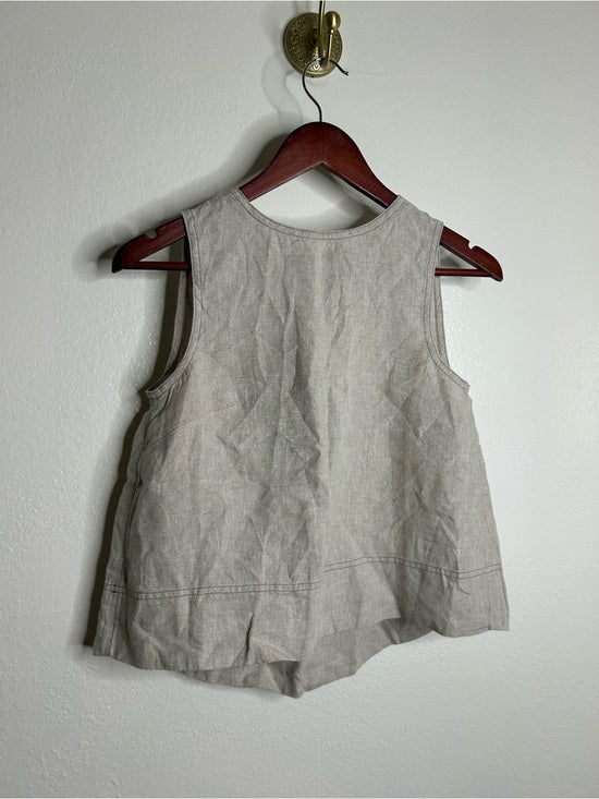 Madewell 100% Linen Neutral Tan Shell Top Contrast Stitching