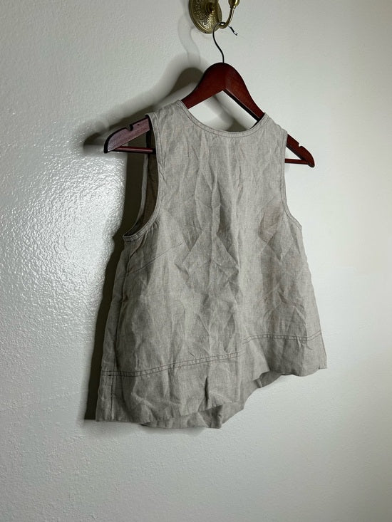Madewell 100% Linen Neutral Tan Shell Top Contrast Stitching