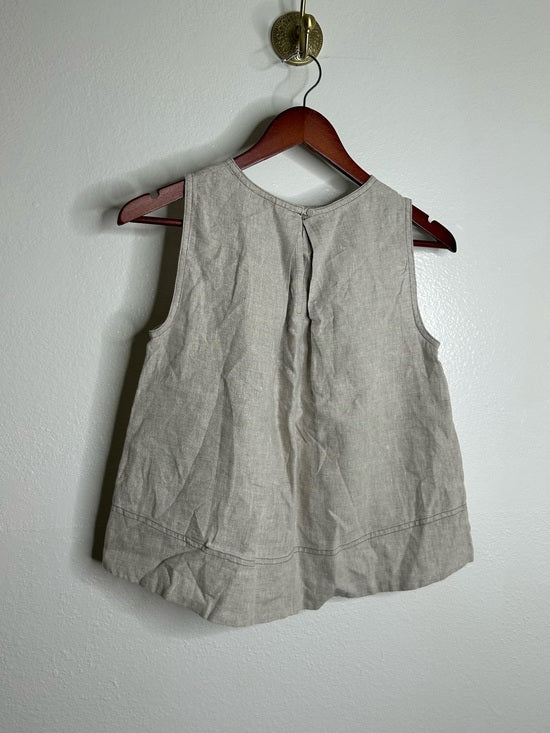 Madewell 100% Linen Neutral Tan Shell Top Contrast Stitching