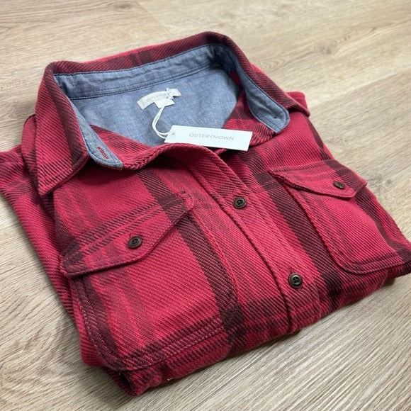 Outerknown Outerknown 100% Organic Cotton Red Brown Check Blanket Shirt Button Down - Cotton