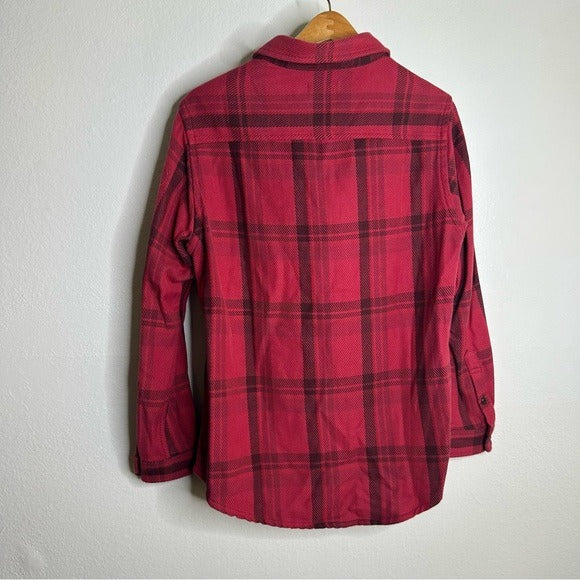 Outerknown 100% Organic Cotton Red Brown Check Blanket Shirt Button Down