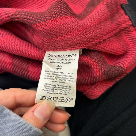 Outerknown 100% Organic Cotton Red Brown Check Blanket Shirt Button Down