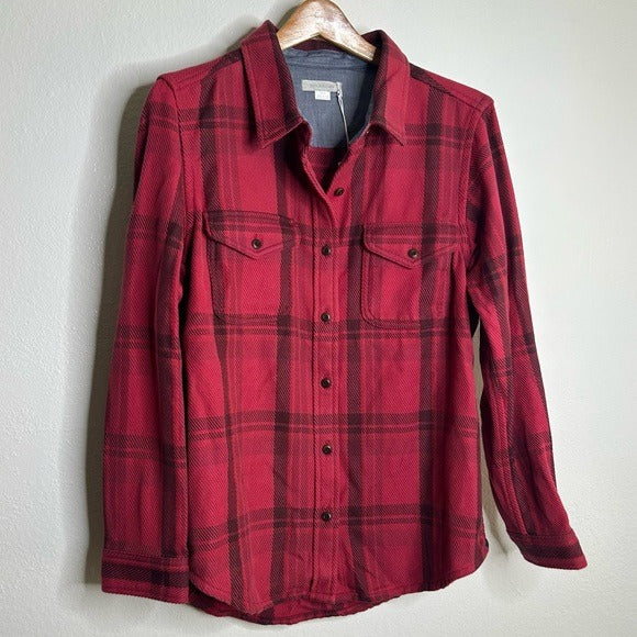 Outerknown Outerknown 100% Organic Cotton Red Brown Check Blanket Shirt Button Down - Cotton
