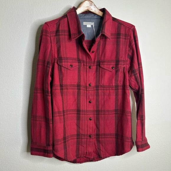 Outerknown Outerknown 100% Organic Cotton Red Brown Check Blanket Shirt Button Down - Cotton