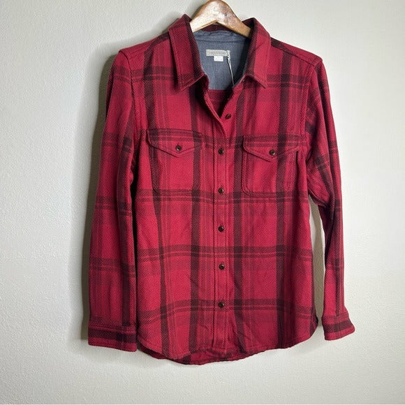 Outerknown Outerknown 100% Organic Cotton Red Brown Check Blanket Shirt Button Down - Cotton