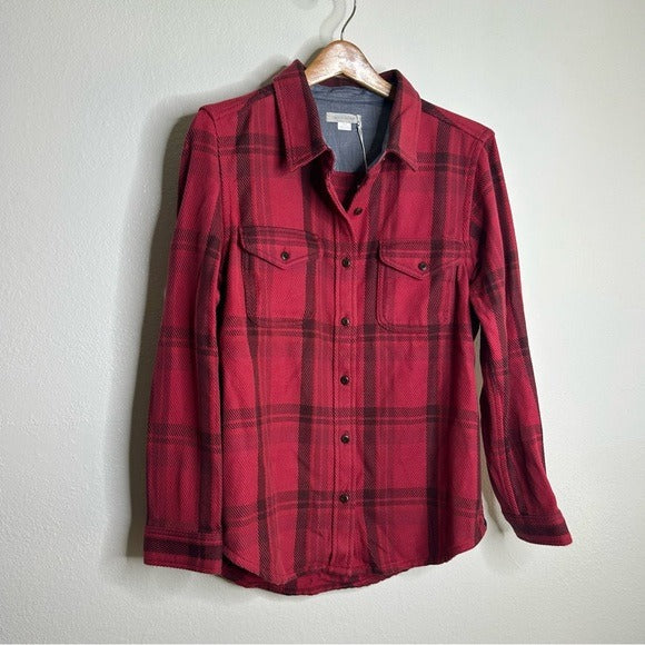 Outerknown Outerknown 100% Organic Cotton Red Brown Check Blanket Shirt Button Down - Cotton