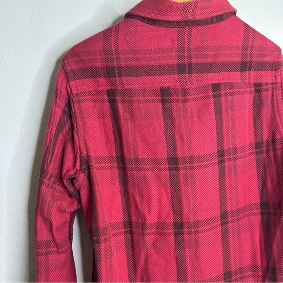 Outerknown 100% Organic Cotton Red Brown Check Blanket Shirt Button Down