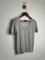 AG 100% Silk Knit Lightweight Scoop Neck Short Sleeve Gray Blouse Top