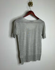 AG 100% Silk Knit Lightweight Scoop Neck Short Sleeve Gray Blouse Top