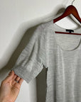 AG 100% Silk Knit Lightweight Scoop Neck Short Sleeve Gray Blouse Top