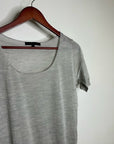 AG 100% Silk Knit Lightweight Scoop Neck Short Sleeve Gray Blouse Top