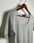 AG 100% Silk Knit Lightweight Scoop Neck Short Sleeve Gray Blouse Top