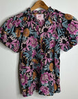 Banjanan 100% Cotton Floral Multicolor Puff Sleeve Blouse