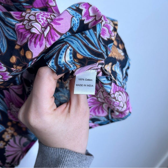 Banjanan 100% Cotton Floral Multicolor Puff Sleeve Blouse