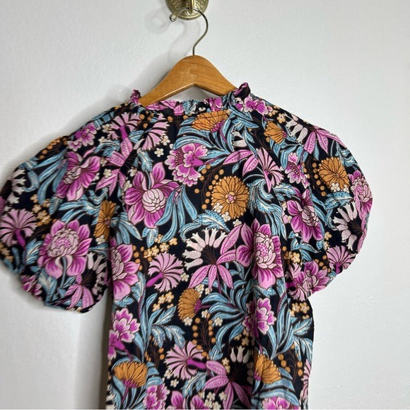 Banjanan Banjanan 100% Cotton Floral Multicolor Puff Sleeve Blouse - Cotton