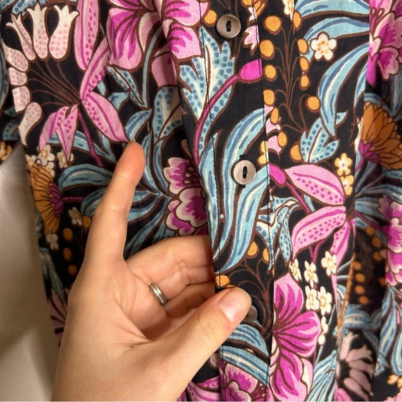 Banjanan 100% Cotton Floral Multicolor Puff Sleeve Blouse