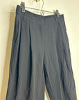 Eileen Fisher 100% Silk Black Straight Leg Pleated Trouser Pant