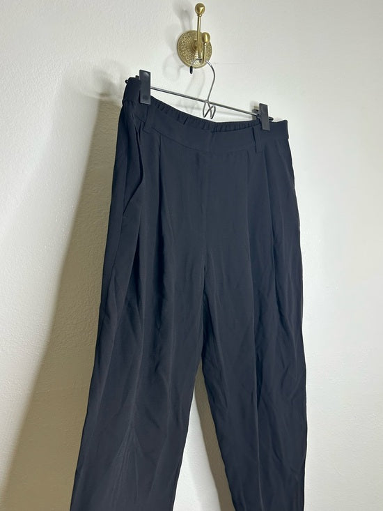 Eileen Fisher Eileen Fisher 100% Silk Black Straight Leg Pleated Trouser Pant - Silk