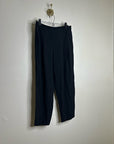 Eileen Fisher 100% Silk Black Straight Leg Pleated Trouser Pant