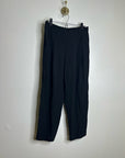 Eileen Fisher 100% Silk Black Straight Leg Pleated Trouser Pant